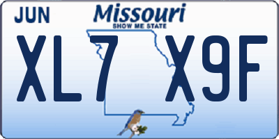 MO license plate XL7X9F