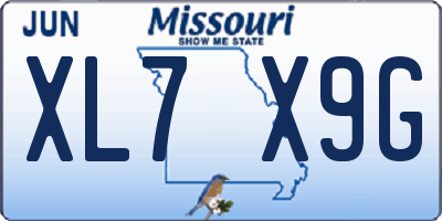 MO license plate XL7X9G