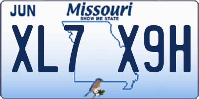 MO license plate XL7X9H