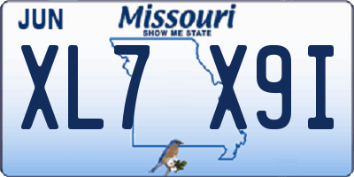 MO license plate XL7X9I