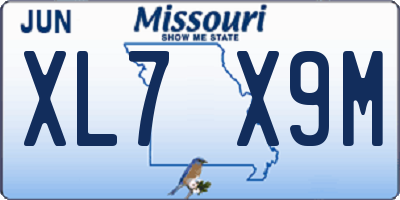 MO license plate XL7X9M