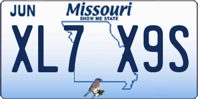 MO license plate XL7X9S
