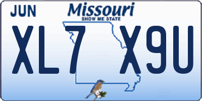 MO license plate XL7X9U
