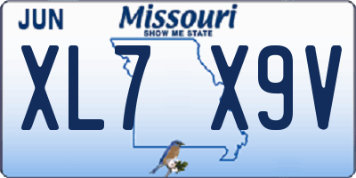 MO license plate XL7X9V