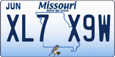 MO license plate XL7X9W