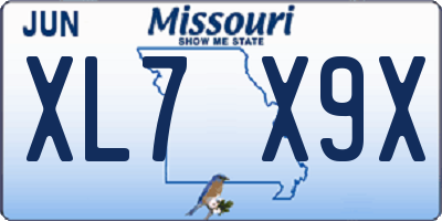 MO license plate XL7X9X