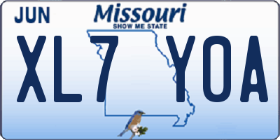 MO license plate XL7Y0A