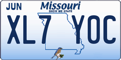 MO license plate XL7Y0C