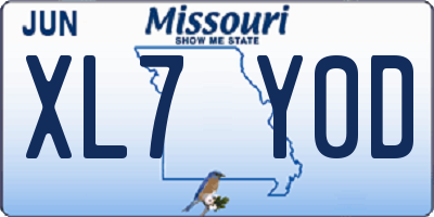 MO license plate XL7Y0D