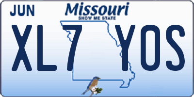 MO license plate XL7Y0S