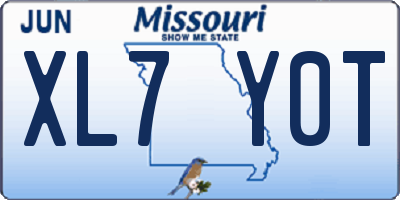 MO license plate XL7Y0T