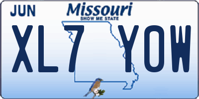 MO license plate XL7Y0W