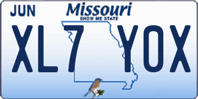 MO license plate XL7Y0X