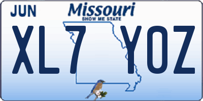 MO license plate XL7Y0Z