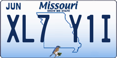 MO license plate XL7Y1I