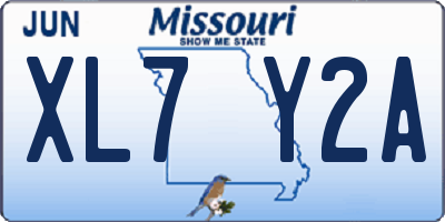 MO license plate XL7Y2A