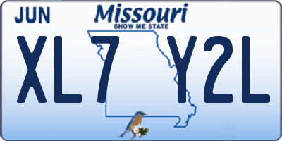 MO license plate XL7Y2L