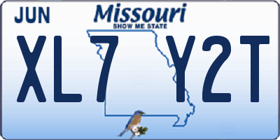MO license plate XL7Y2T