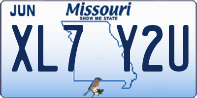 MO license plate XL7Y2U