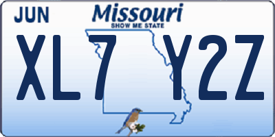 MO license plate XL7Y2Z