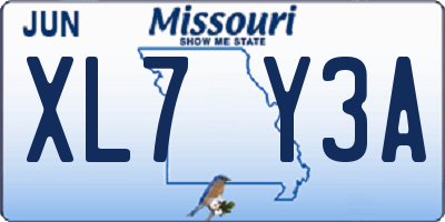 MO license plate XL7Y3A