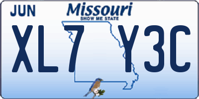 MO license plate XL7Y3C