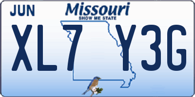 MO license plate XL7Y3G
