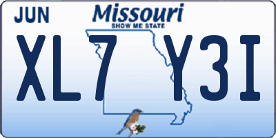 MO license plate XL7Y3I