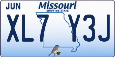 MO license plate XL7Y3J