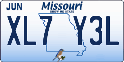 MO license plate XL7Y3L