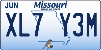 MO license plate XL7Y3M