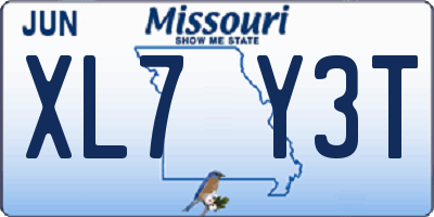 MO license plate XL7Y3T