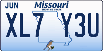 MO license plate XL7Y3U