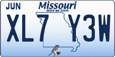 MO license plate XL7Y3W