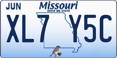 MO license plate XL7Y5C