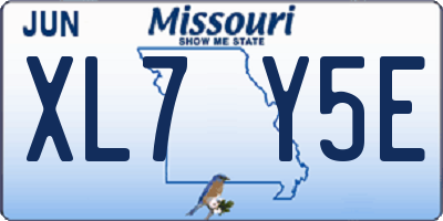MO license plate XL7Y5E
