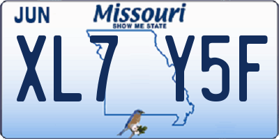 MO license plate XL7Y5F