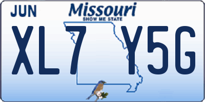 MO license plate XL7Y5G