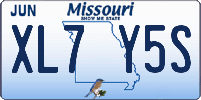 MO license plate XL7Y5S