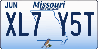 MO license plate XL7Y5T