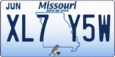 MO license plate XL7Y5W