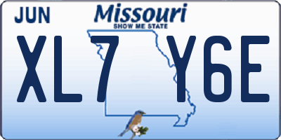 MO license plate XL7Y6E
