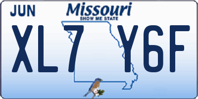 MO license plate XL7Y6F