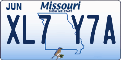 MO license plate XL7Y7A