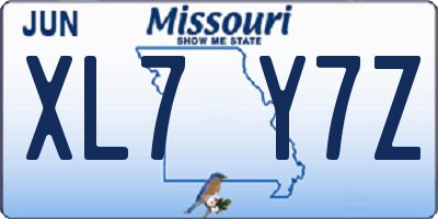 MO license plate XL7Y7Z