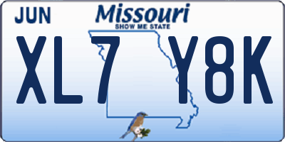 MO license plate XL7Y8K