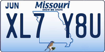 MO license plate XL7Y8U
