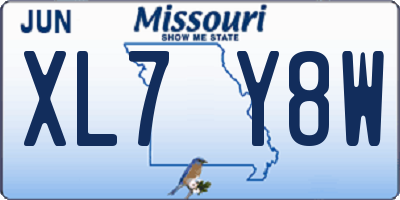 MO license plate XL7Y8W