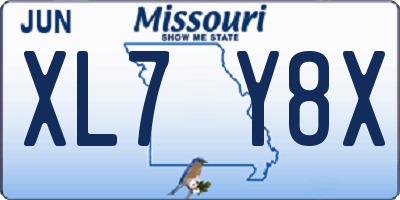 MO license plate XL7Y8X