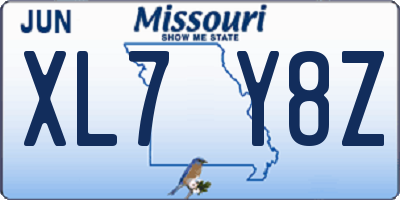 MO license plate XL7Y8Z